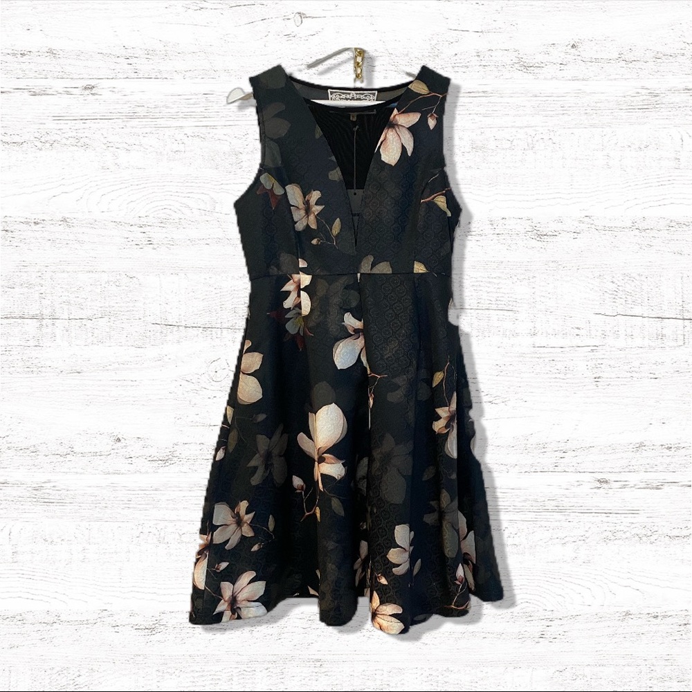 Pink Martini Black Floral Midi Dress